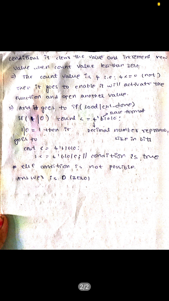 7 conditions it clear the value and increment new Value when count Valle less than zero a - The count value is 4 re: 46=0 (no