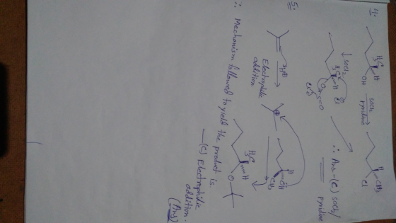 4. mich SOCI2 -OH pyridine el I soch, HSK . Ans. (C) sock/ lo Os=0 Pyridine My moh CH₂ Electrophilic addition, he H. Mechani