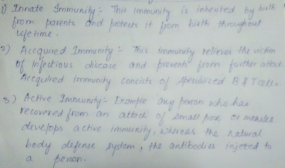 ) Innate smmunihy This Immunity is inhented by bth rom parents dnol protechi de tirne . bth through out 2) A cequred Immnty T
