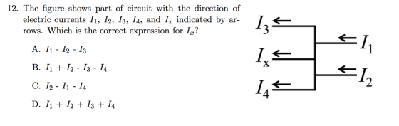 12. The figure shows part of circuit with the dire