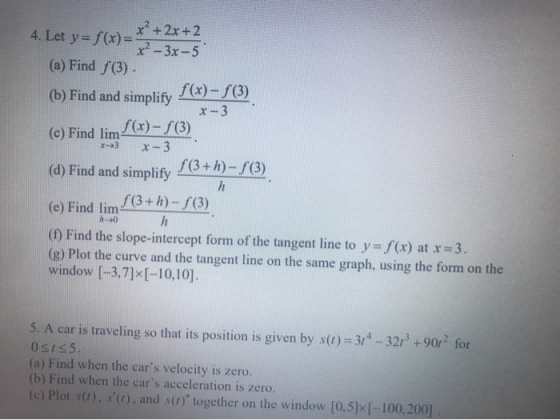 X 2x 2 4 Let Y f x X 3x 5 a Find F 3 b Find And Simplify F 