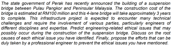 The state government of Perak has recently announced the building of a suspension bridge between Pulau Pangkor and Peninsular