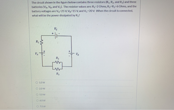 The circuit shown in the figure below contains three resistors (R4, Ry, and R) and three batteries (V, Vs, and VJ. The resist