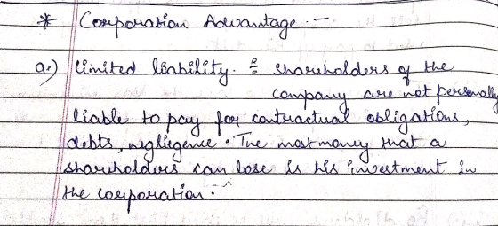 * Corporation Advantage Qu) limited liability. Shosholders of the company are not personally liable to pay for contractual ob