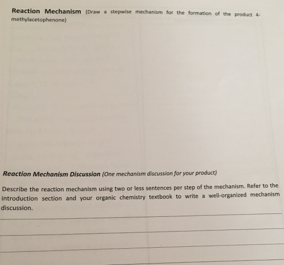 Reaction Mechanism (Draw a stepwise mechanism for
