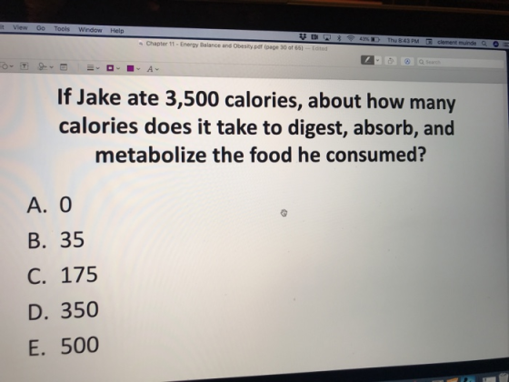 it View Go Tools Window Help * B Chapter 11 - Energy Balance and Obesity.pdf (page 30 of 65) -- Edited * 4 D Thu 8:43 PM clem