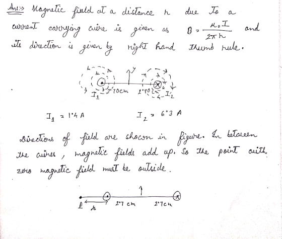 Ants Magnetic field at a distance is current carrying cuire is given as - its direction is given by right hand due to a Br. M