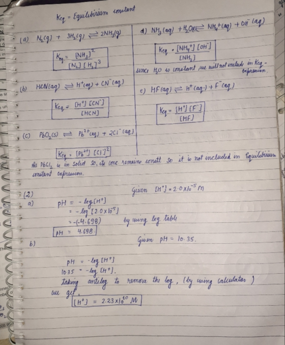 all Key - Equilutinium constant WAT d) NH, (aq) + HOLE NH+469) + oH laq) (a) N269) + 3H2(g) = 2NH417) keq . [NH,*] OH) Rap [N
