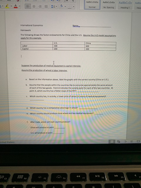 AalbCcDdEe ABCDdEe Aa BbCcDc AB Heading 1 Head Normal No Spacing International Economics Homework The following shows the fac