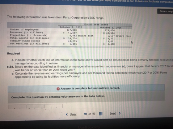 IHNELL UL WUIK You Have completed so far, it does not indicate completion Return to qu The following information was taken fr