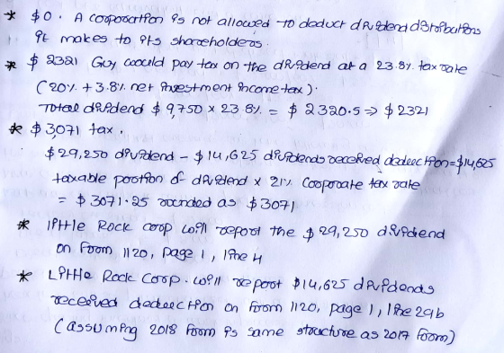 * $o. A cooporcition 85 not allowed to deduct dadena dgrobalfoss PE makes to Pts shareholders * $ 232) Guy woceld pay tax on
