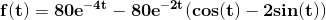 \mathbf{f(t)=80e^{-4t}-80e^{-2t}(cos(t)-2sin(t))}