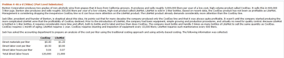 Problem 4-4A a-d (Video) (Part Level Submission) Benton Corporation produces two grades of non-alcoholic wine from grapes tha