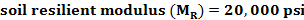 soil resilient modulus (MR) = 20,000 psi