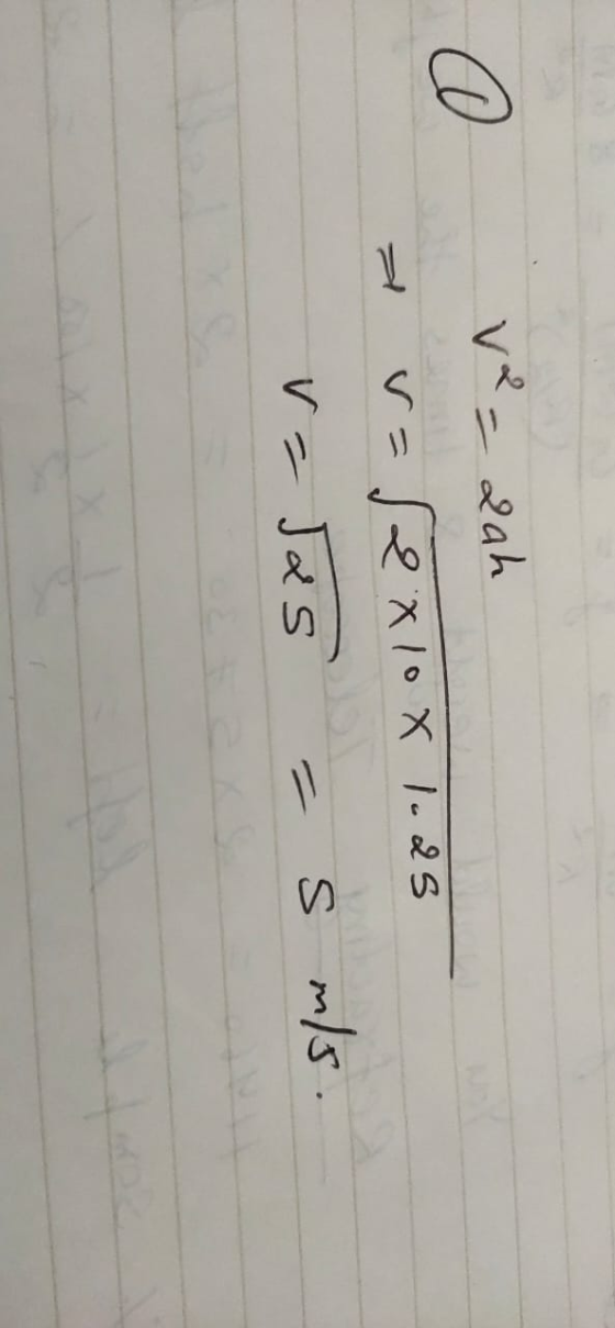 o ve = 20h a Vase x 10 x 1.25 v= Jas - S m/s.