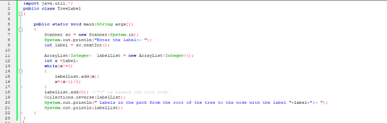 import java.util.*; public class TreeLabel { public static void main(String args[]) Scanner sc = new Scanner (System.in); Sys
