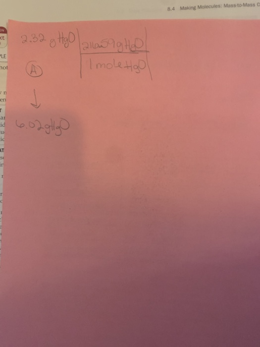 8.4 Making Molecules: Mass to Massa 2.32 g Hg | allowighed Imole Hoo not Bir a 6.02 gtig