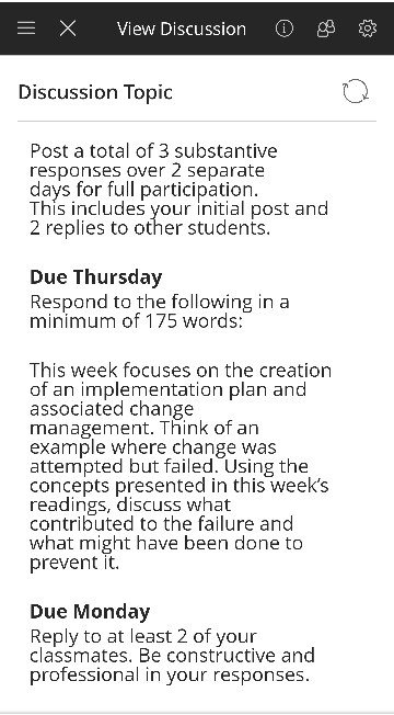E X View Discussion 3 © Discussion Topic 2 Post a total of 3 substantive responses over 2 separate days for full participatio