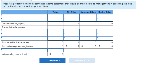 Prepare a properly formatted segmented income statement that would be more useful to management in assessing the long- run pr