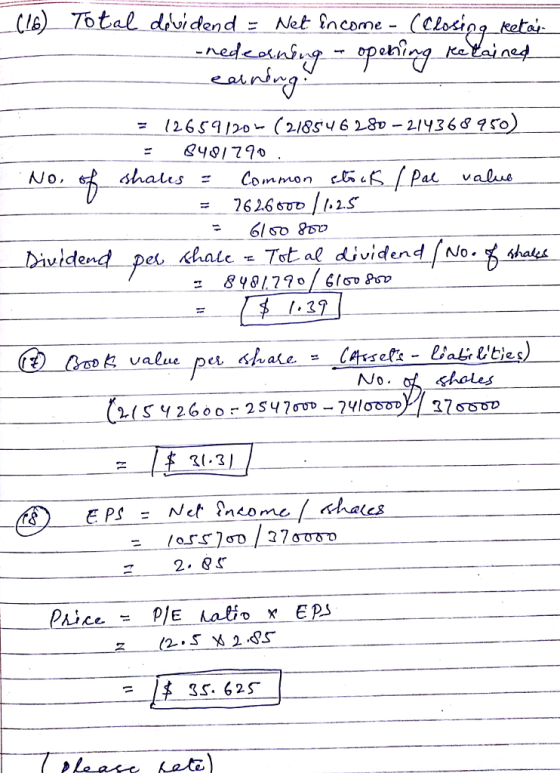 cls) Total diuidend Net income- (closing retoi 4917 shalis Davidend pet «hale » Tet ae dividend No. /.37 2. &S 2.5 2SS IS. 625s