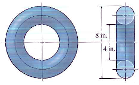 Determine the surface area of the ring. The cross section is circular ...