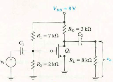 In the common source amplifier circuit in Figure.(a) draw a small ...
