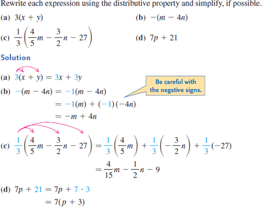 Simplify expression. See Examples 1 and 2.(m + 5) + 6EXAMPLE 1USING THE ...