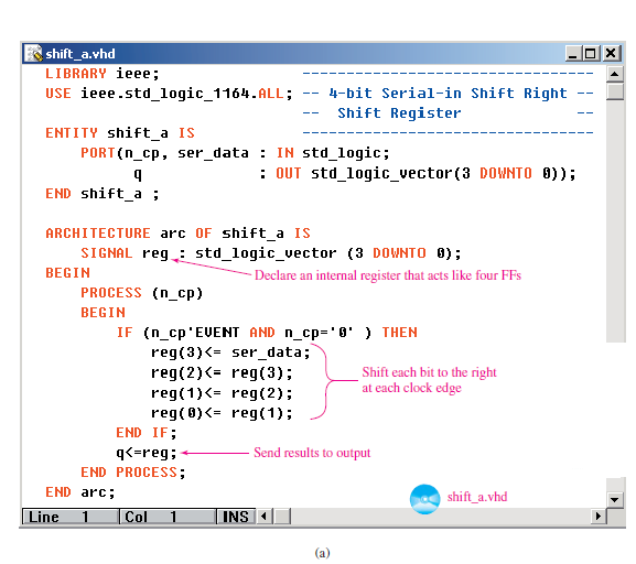 The VHDL program in Figure is the implementation of a serial in, shift ...