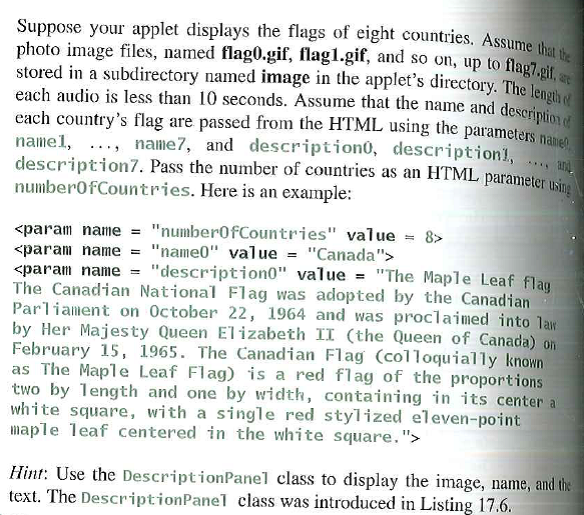 (Showing national flags) Write an applet that introduces national flags ...