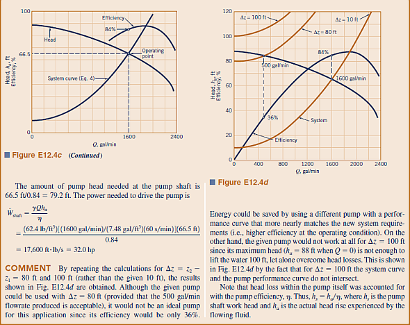 A centrifugal pump having the characteristics shown in Example 12.4 is ...