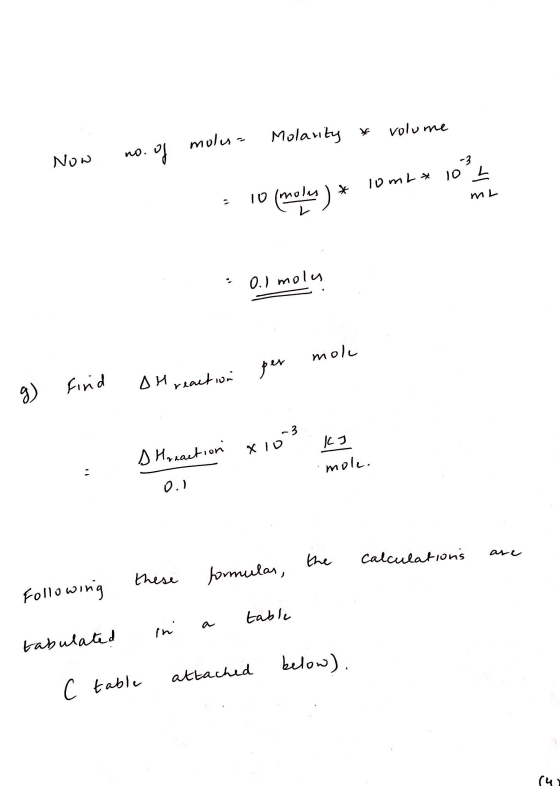 Molarity * volume molus- mol no. of no.al Now ML = 10 (molas ) * lomk* 102 0.1 molu - moli g) per Find on reaction -3. s Mrea